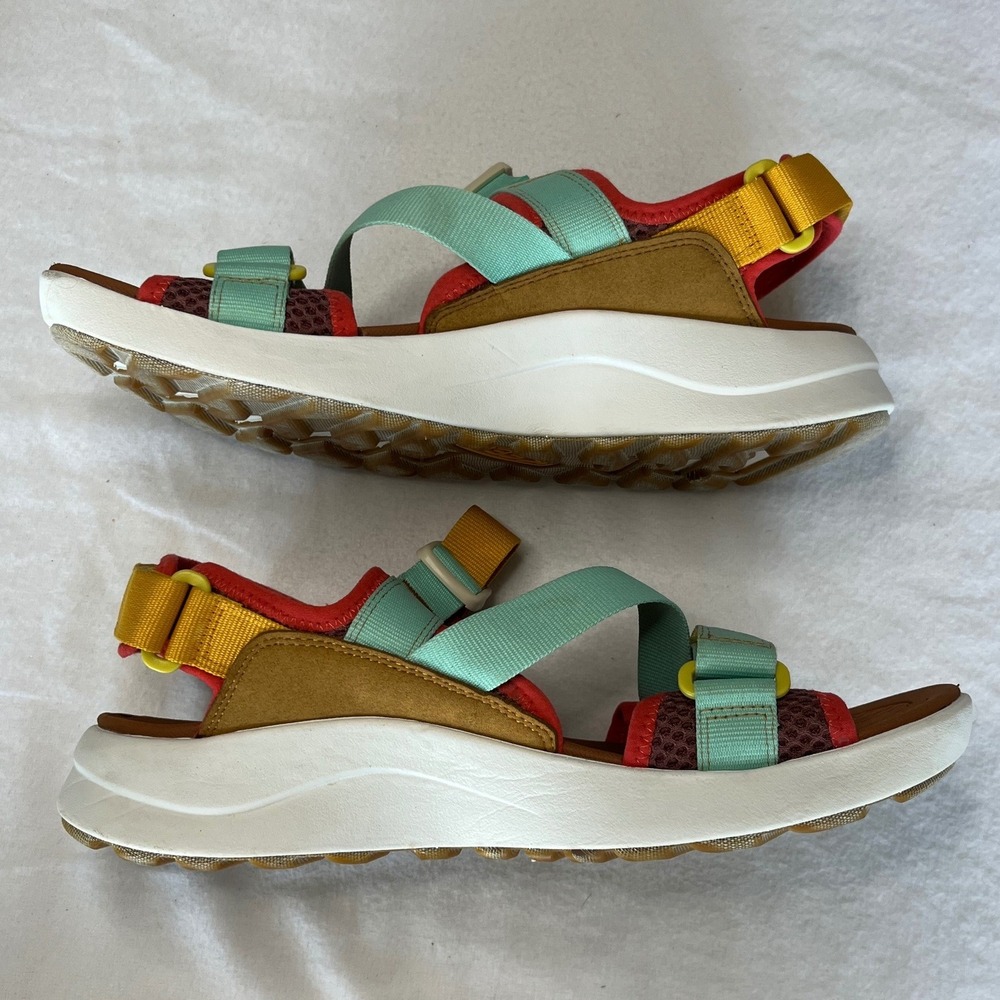 KEEN Women's Backstrap Elle Sport Sandals Size 11 Red Mint Yellow Hiking - Picture 3 of 12
